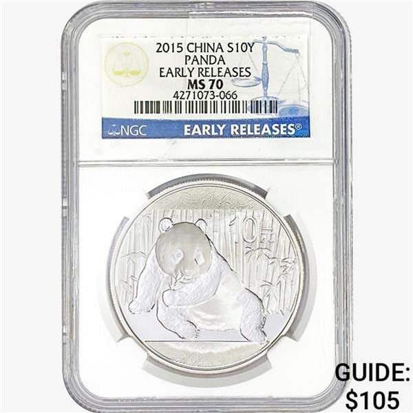 2015 1oz. Silver China Panda 10 Yuan NGC MS70