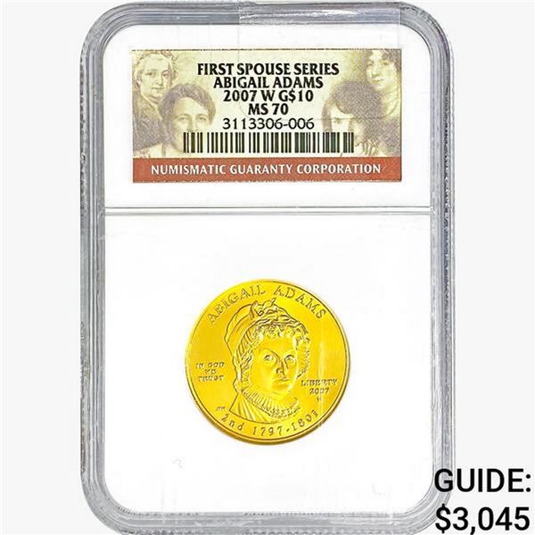 2007-W A. Adams 1/2oz. Gold $10 NGC MS70