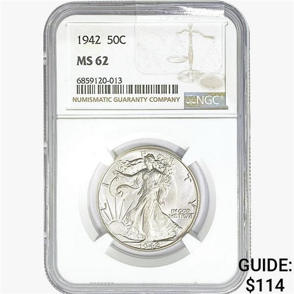 1942 Walking Liberty Half Dollar NGC MS62