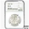 Image 1 : 1942 Walking Liberty Half Dollar NGC MS62