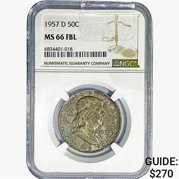 1957-D Franklin Half Dollar NGC MS66 FBL