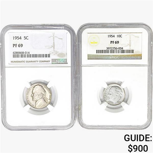 1954 [2] 1 5C, 1 10C NGC PF69
