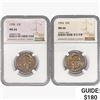 1955 & 1958 Washington Silver Quarter NGC MS66