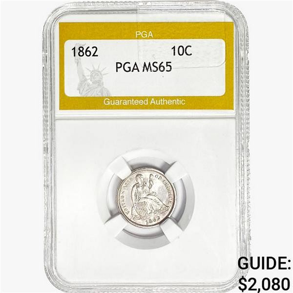 1862 Seated Liberty Dime PGA MS65