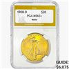 1908-D $20 Gold Double Eagle PGA MS63+ Motto