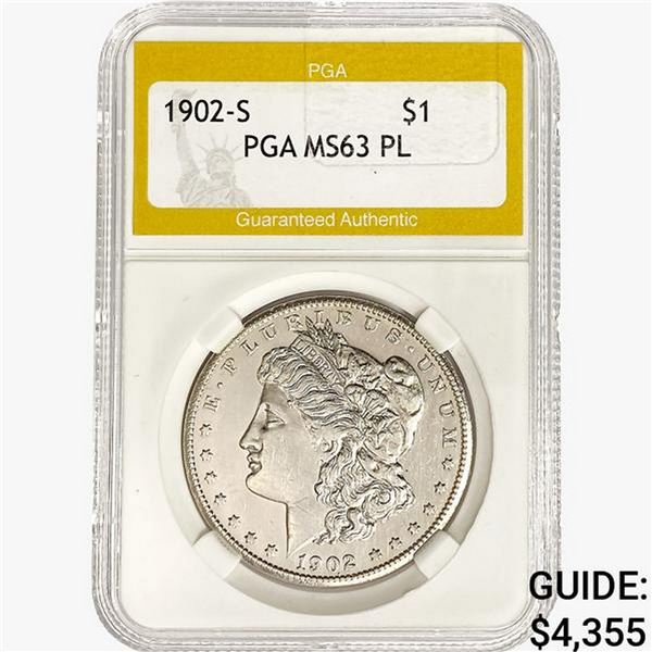 1902-S Morgan Silver Dollar PGA MS63 PL