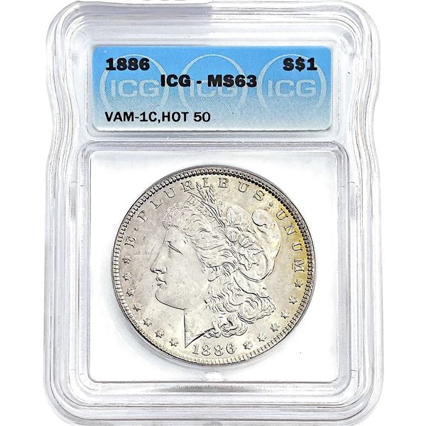 1886 Morgan Silver Dollar ICG MS63 VAM-1C Hot 50