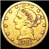 1886-S $5 Gold Half Eagle NICELY CIRCULATED
