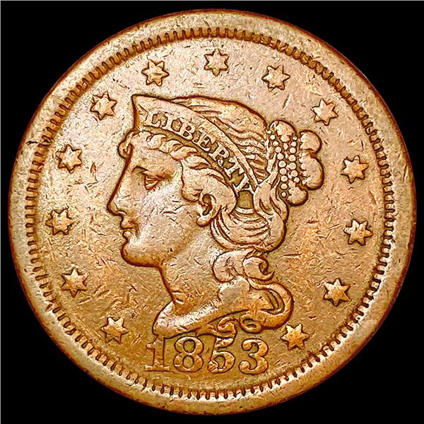 1853 Braided Hair Large Cent NEARLY UNCIRCULATED