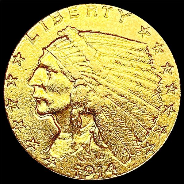 1914-D $5 Gold Half Eagle CLOSELY UNCIRCULATED