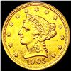 Image 1 : 1905 $2.50 Gold Quarter Eagle CLOSELY UNCIRCULATED