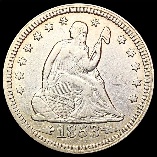 1853 A+R Seated Liberty Quarter CLOSELY UNCIRCULAT
