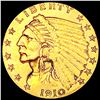 Image 1 : 1910 $2.50 Gold Quarter Eagle CLOSELY UNCIRCULATED