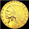 Image 1 : 1908 $2.50 Gold Quarter Eagle CLOSELY UNCIRCULATED