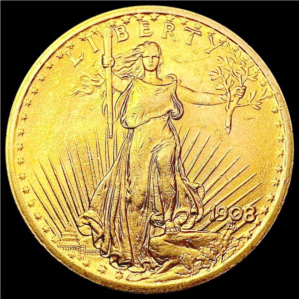 1908 No Motto $20 Gold Double Eagle GEM BU