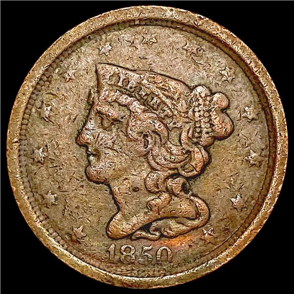 1850 Braided Hair Half Cent NICELY CIRCULATED