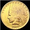 1907 No Motto $10 Gold Eagle LIGHTLY CIRCULATED