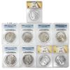 [9] 1922-23 Peace Silver Dollars ANACS/PCGS AU/MS