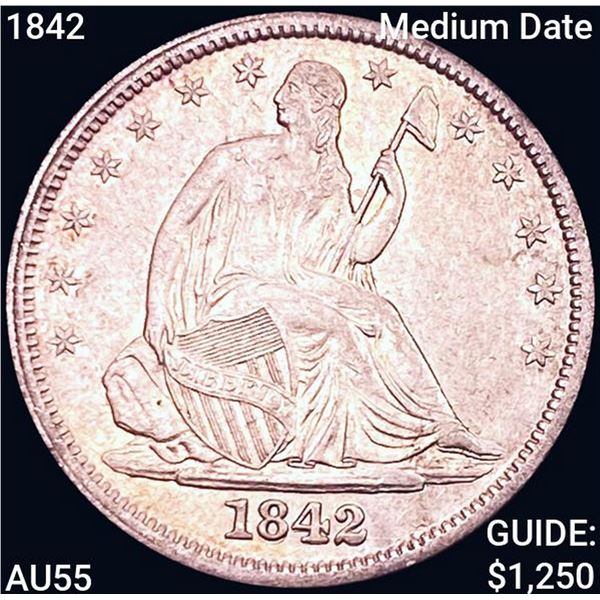 1842 Med Date Seated Lib Half Dollar HIGH GRADE