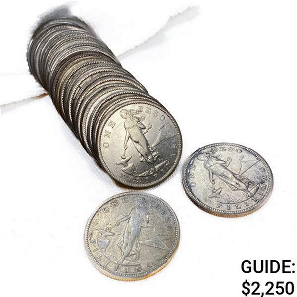 1907 US Philippines Silver Peso Roll (25 Coins)