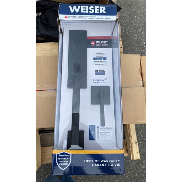 WEISER MATTE BLACK HANDLESET WITH SMARTKEY SECURITY * IN BOX *