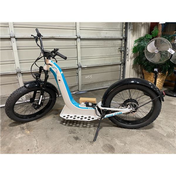 ALPINE RIDING A-RIDE PACIFIC COASTER FULL SUSPENSION ELECTRIC SIZE 24  FAT TIRE SCOOTER, WHITE,