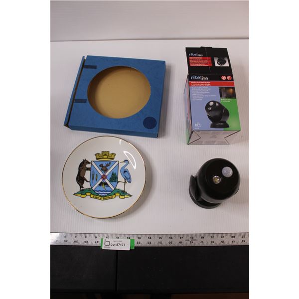 (1) Crest of the town of Barrhead Plate, (1) Security camera