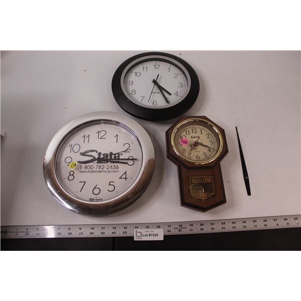 (3) Battery powered wall clocks (untested)