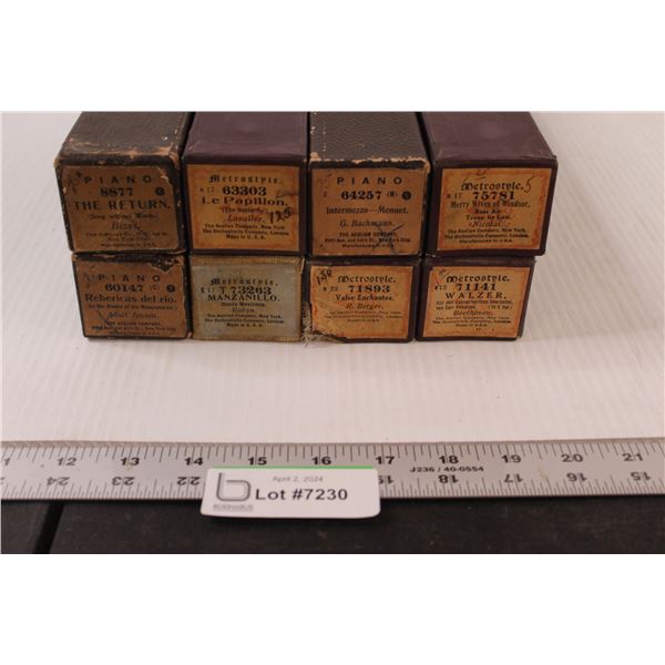 (8) Antique Player Piano Rolls  (La papillon, merry wives of windsor, etc.)