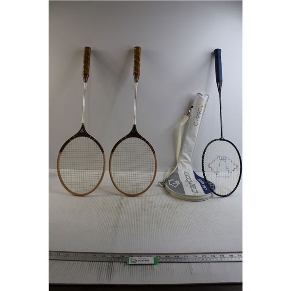 (3) Badminton Rackets, (1) Cover