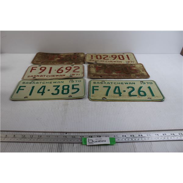 (6) Saskatchewan License Plates