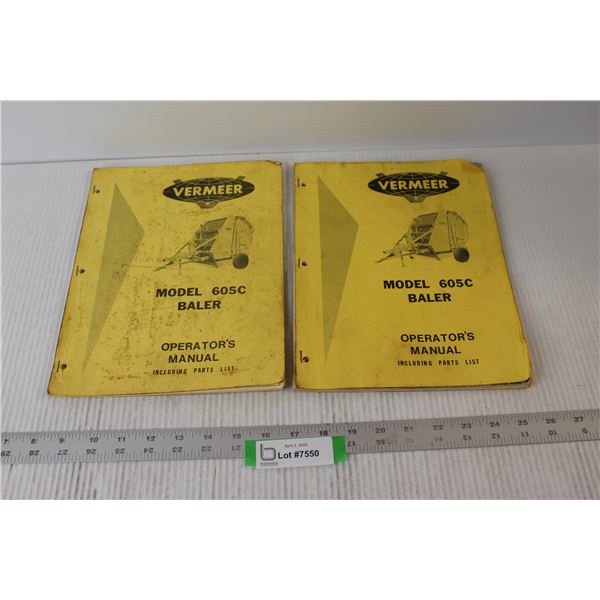 (2) Vermeer Model 605C Baler Operator's Manuals Including Parts List