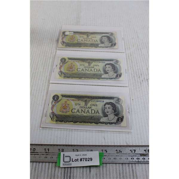 (3) Canadian 1973 $1 Bank Notes