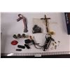 Image 1 : Misc. Pins, Shot Glasses, Cross, Trophy, Pocket Knife, etc.