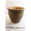 Image 1 : Tan and Black Ceramic Plant Pot - 15" Diameter, 12 1/2" Tall