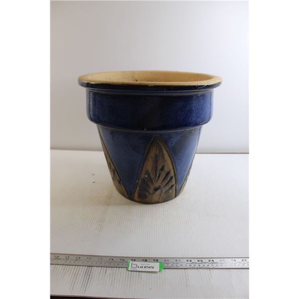 Blue Ceramic Pot - 16 1/2" Diameter, 14 1/2" Tall