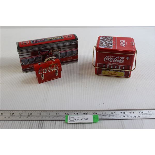 (2) Coca-Cola Tins and Ornament