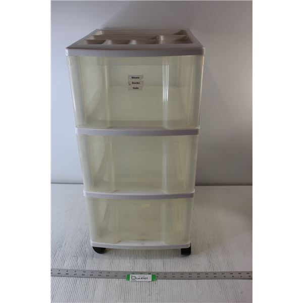 * Three Drawer Plastic Storage Cabinet on Wheels