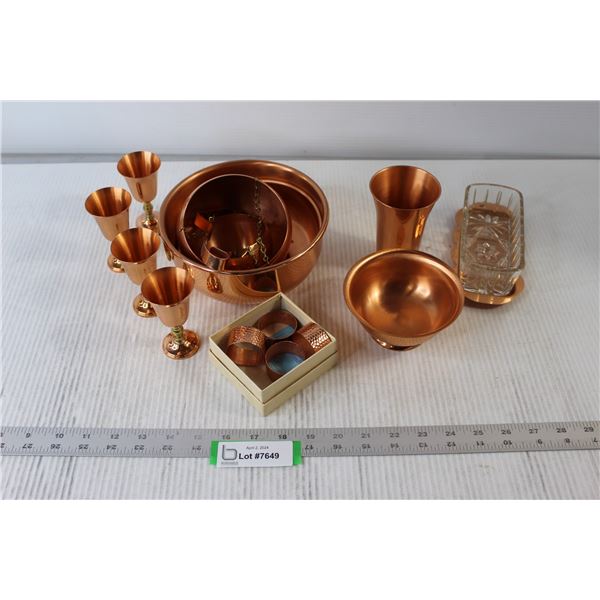 Coppercraft Goblets, Cup, Bowl, Napkin Rings, Hanging Pots, etc.