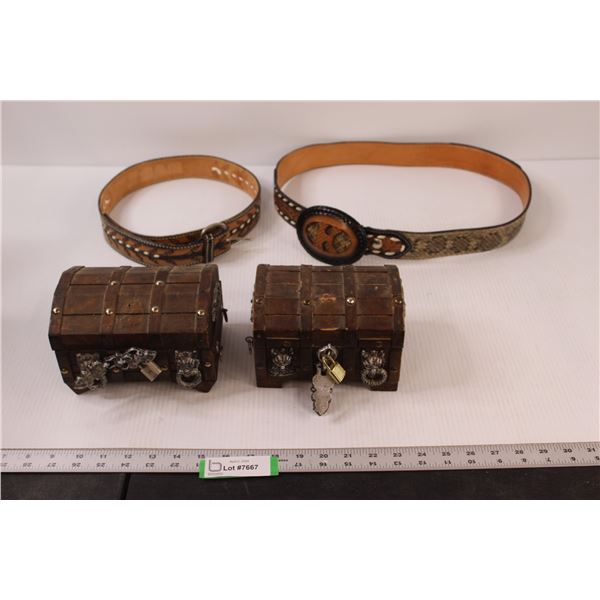 (2) Belts, (2) Small Jewellery Chests (broken hinges)