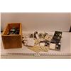 Image 1 : Electrical Components - Boxes, Receptacles, Wall Plates, Working Alarm Clock & Misc. w/Wooden Box