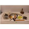 Image 1 : Squares, Rulers, Electric Fan (untested), Carpenters Pencil/Sharpener, Rotisserie Motor (untested), 