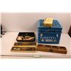 Image 1 : (2) Capital High Speed Steel Hacksaw Blade Tins, Agio Box w/ Misc., Tin Box w/Misc. Contents(Nabob C