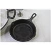 Image 2 : Cast Iron Egg Pan (handle is repaired) - Souveing Cast Iron Meat Grinder - 5" Cast Iron Frying Pan