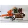Image 1 : Electric Hedge Trimmer (untested) - Saw Horse End Clamps - Plant Ties - Misc. Items