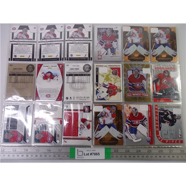 (1) Folder of Carey Price Cards- 19 sheets in total