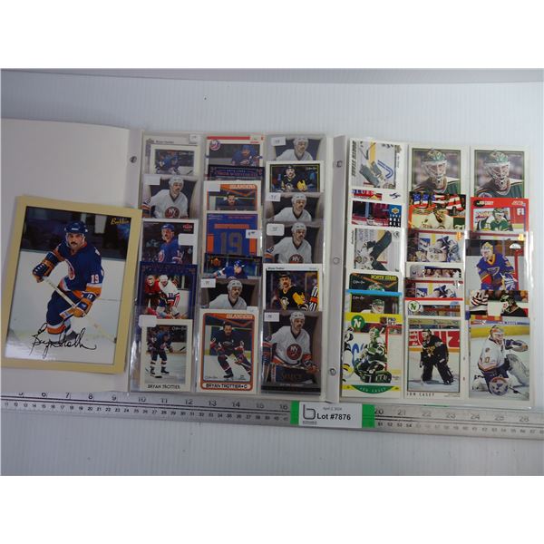 (2) Folders of Cards Featuring Bryan Trottier and Jon Casey (3 sheets in total)