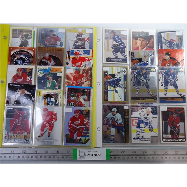 (2) Folders of Cards Featuring Dino Ciccarelli (3 sheets) and Steve Thomas (3 sheets)