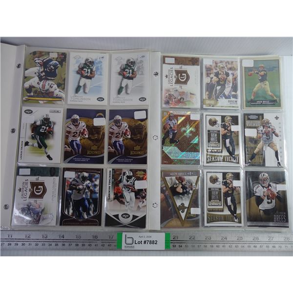 (2) Folders of Cards Featuring NFL Players Drew Brees (4 sheets) and LaDainian Tomlinson (2 sheets)