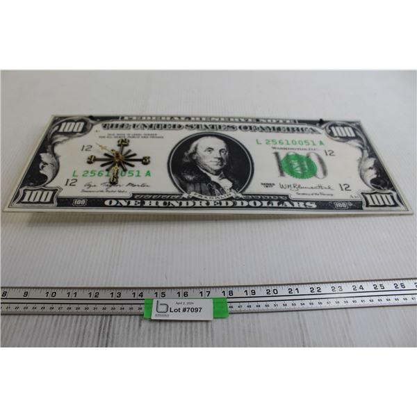 $100 American Bill Clock - Untested, 22" x 9"